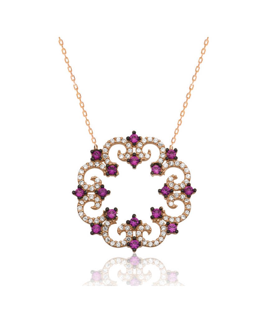 Gümüş Taşlı Çelenk Bayan Kolye