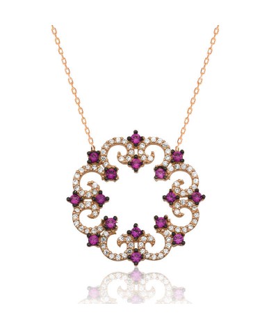 Gümüş Taşlı Çelenk Bayan Kolye