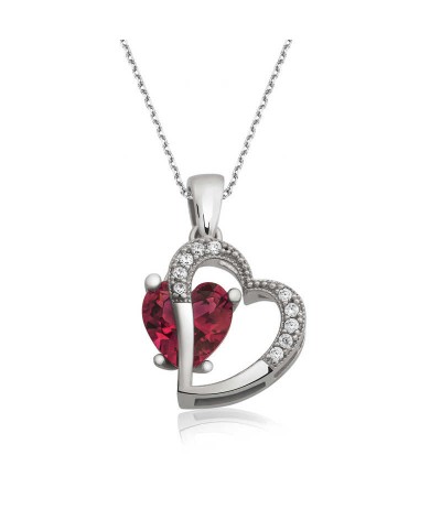 Gümüş Kalpli Bayan Kolye