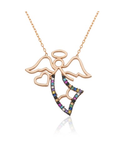 Gümüş Kalpli Melek Bayan Kolye