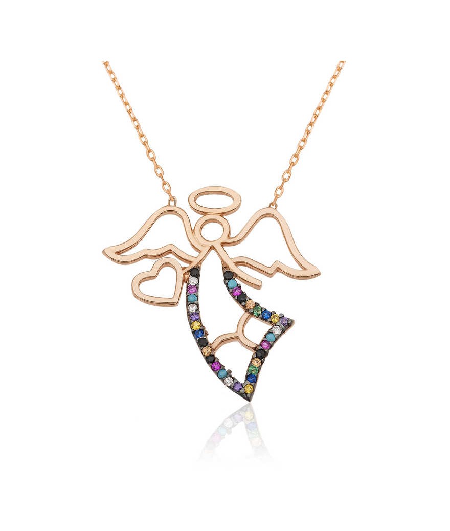 Gümüş Kalpli Melek Bayan Kolye