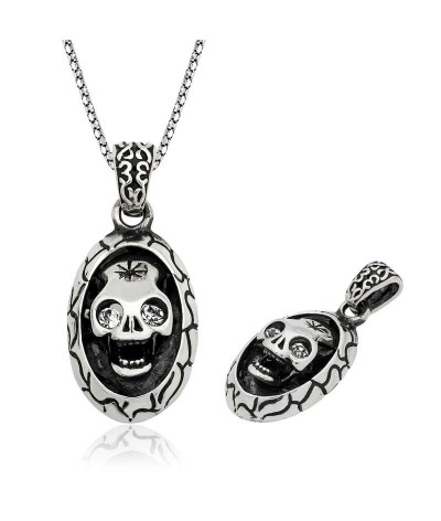 Gümüş Kuru Kafa Erkek Kolye