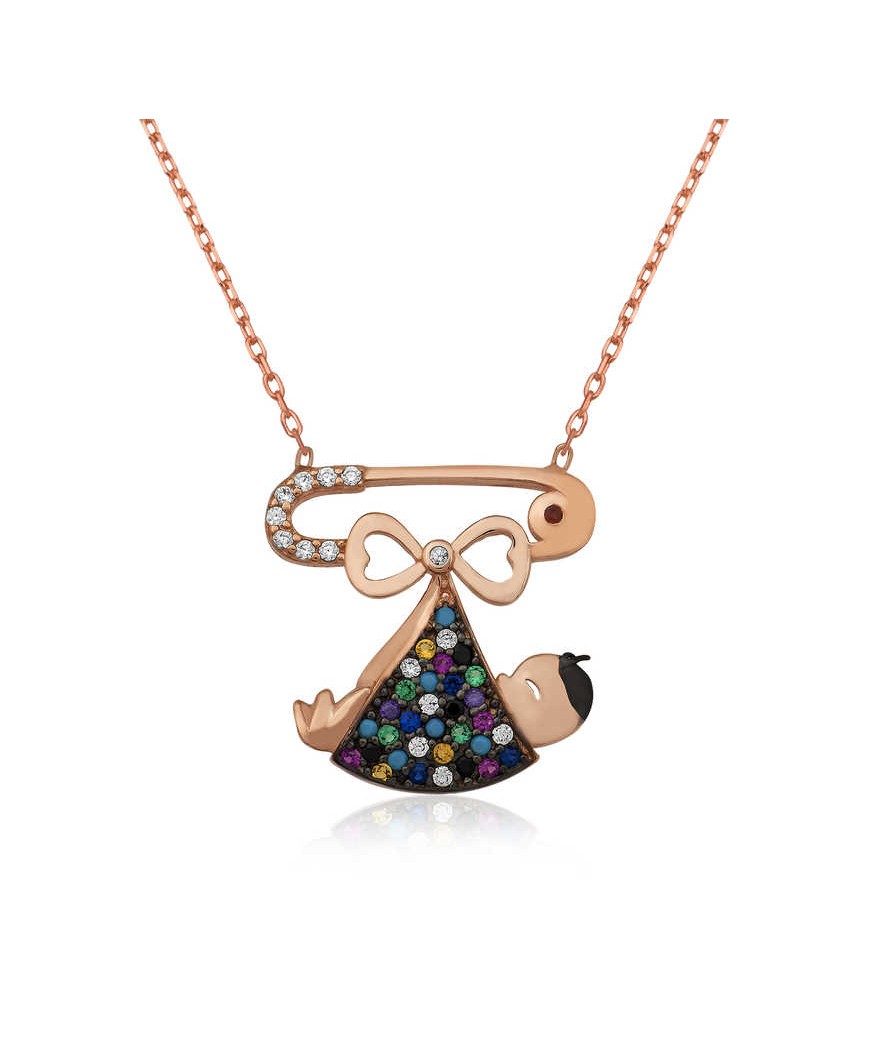 Gümüş Yeni Doğmuş Bebek Kolye