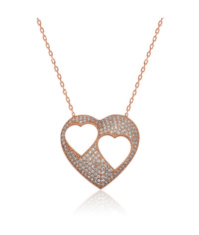 Gümüş Kalpli Bayan Kolye