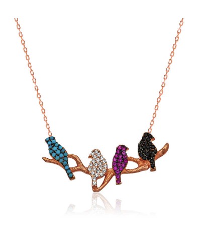 Gümüş Çalı Kuşları Bayan Kolye