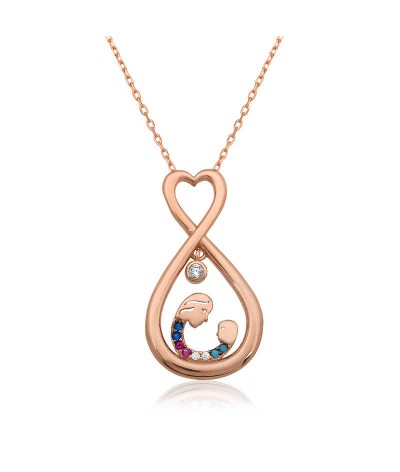 Gümüş Sonsuz Kalpli Anne Çocuk Kolyesi