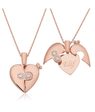 Gümüş İsim Yazılı Sonsuz Kalp Kolye