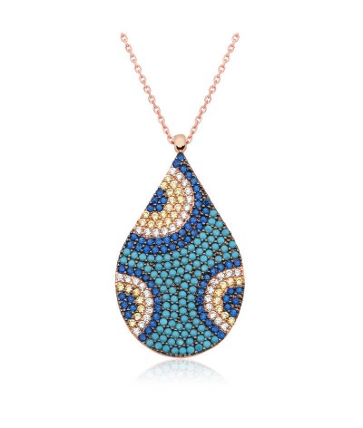 Gümüş Damla Nazar Bayan Kolye