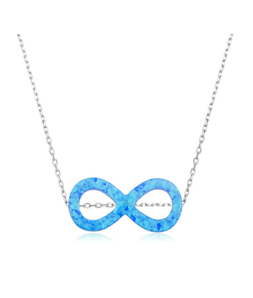 Gümüş Opal Taşlı Sonsuzluk Kolye