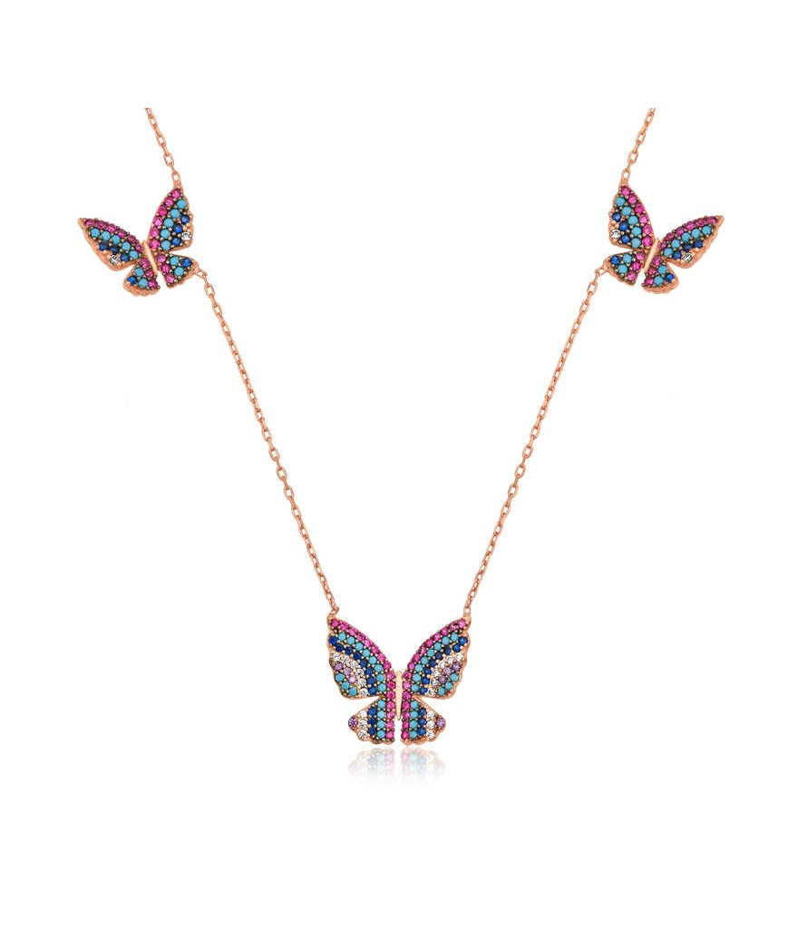 Gümüş Uçan Kelebekler Bayan Kolye