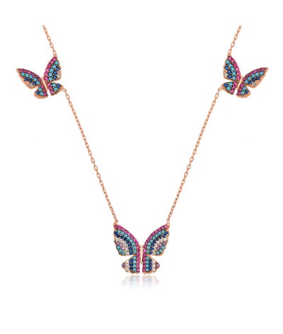 Gümüş Uçan Kelebekler Bayan Kolye