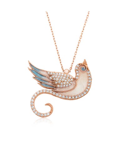 Gümüş Zümrüdü Anka Kuşu Bayan Kolye