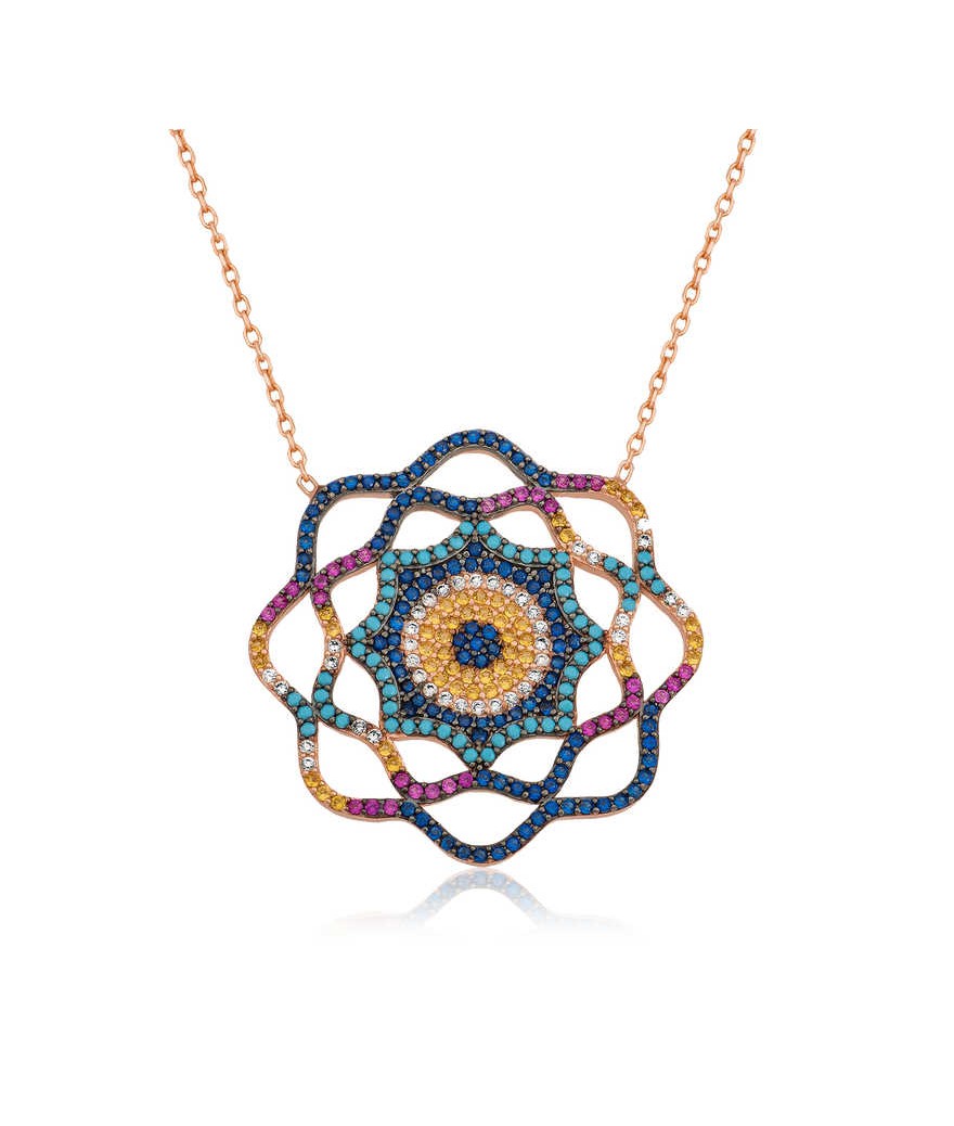 Gümüş Yaşam Güneşi Nazar Bayan Kolye