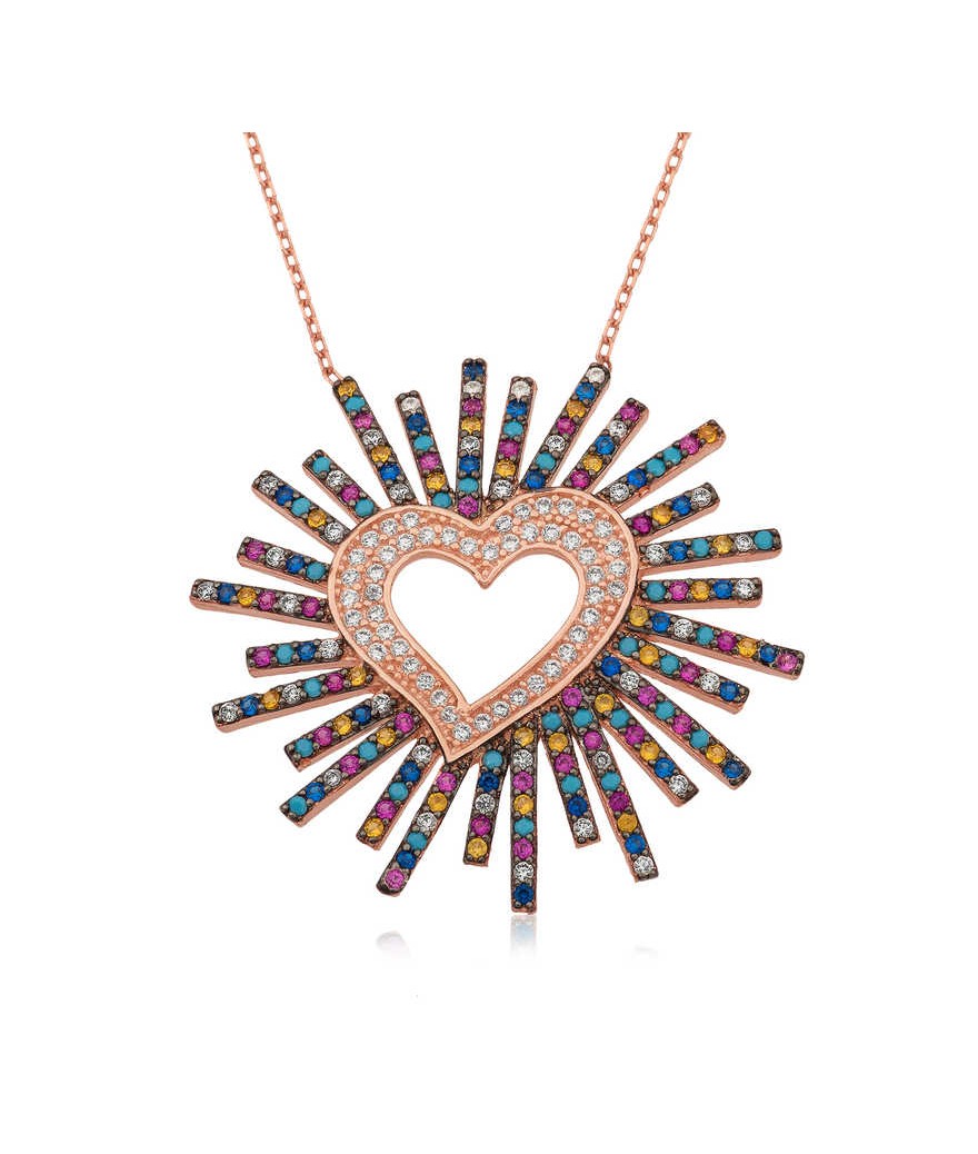 Gümüş Kalpli Bayan Kolye