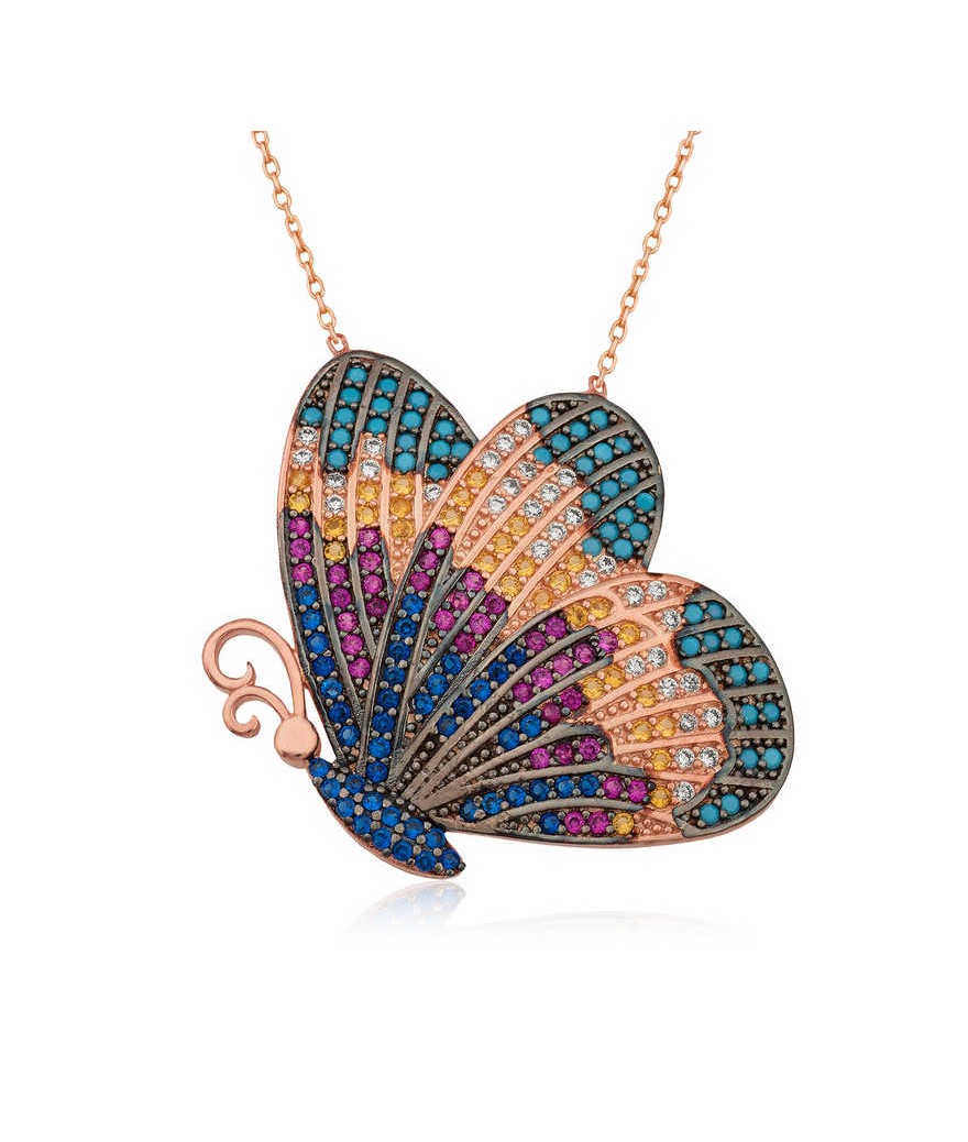 Gümüş Renkli Kelebek Kolye