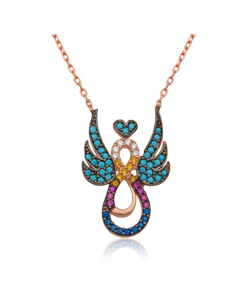 Gümüş Kanatlı Sonsuz Aşk Kolye