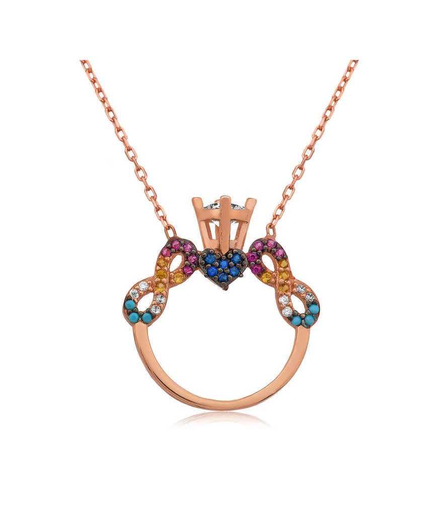 Gümüş Tek Taş Sonsuz Aşk Bayan Kolye