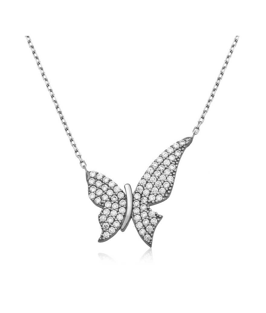 Gümüş Kelebek Bayan Kolye