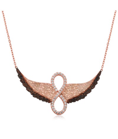 Gümüş Kanatlı Sonsuzluk Bayan Kolye