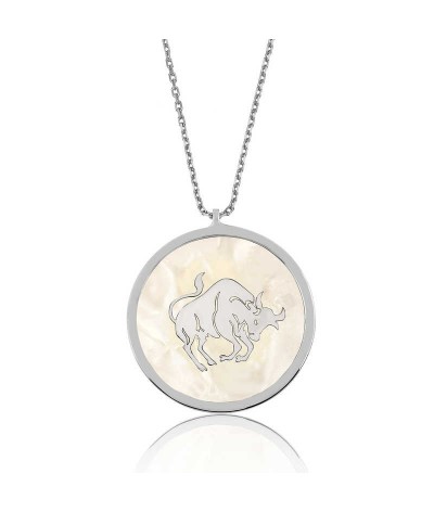 Gümüş Sedef Taşlı Boğa Burcu Bayan Kolye