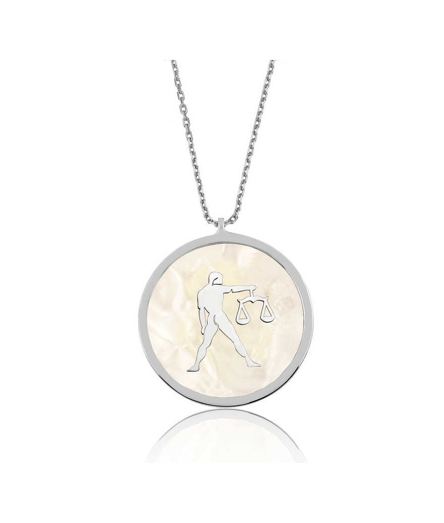 Gümüş Sedef Taşlı Terazi Burcu Bayan Kolye