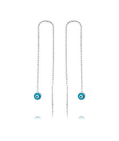 Gümüş Nazar Zincirli Küpe