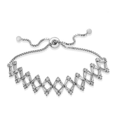 Gümüş Asansörlü Baget Taşlı Bayan Bileklik