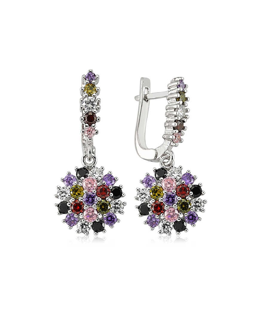 Gümüş Renkli Taşlı Küpe