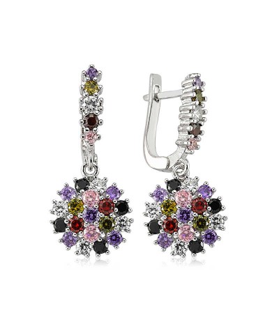 Gümüş Renkli Taşlı Küpe