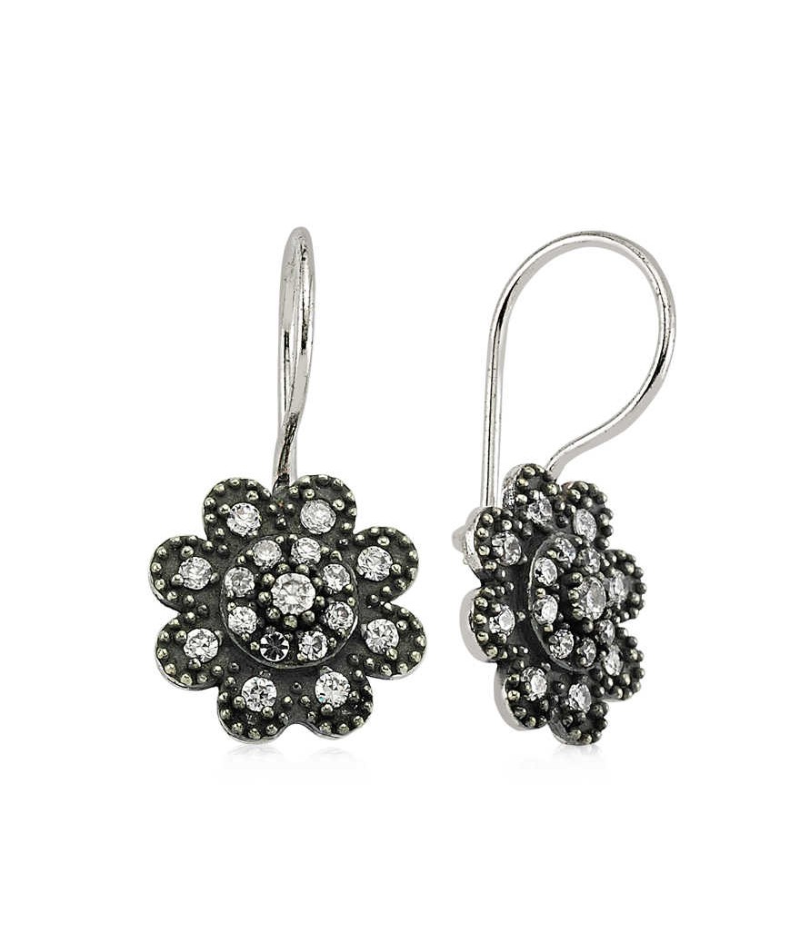 Gümüş Sallantılı Çiçek Küpe