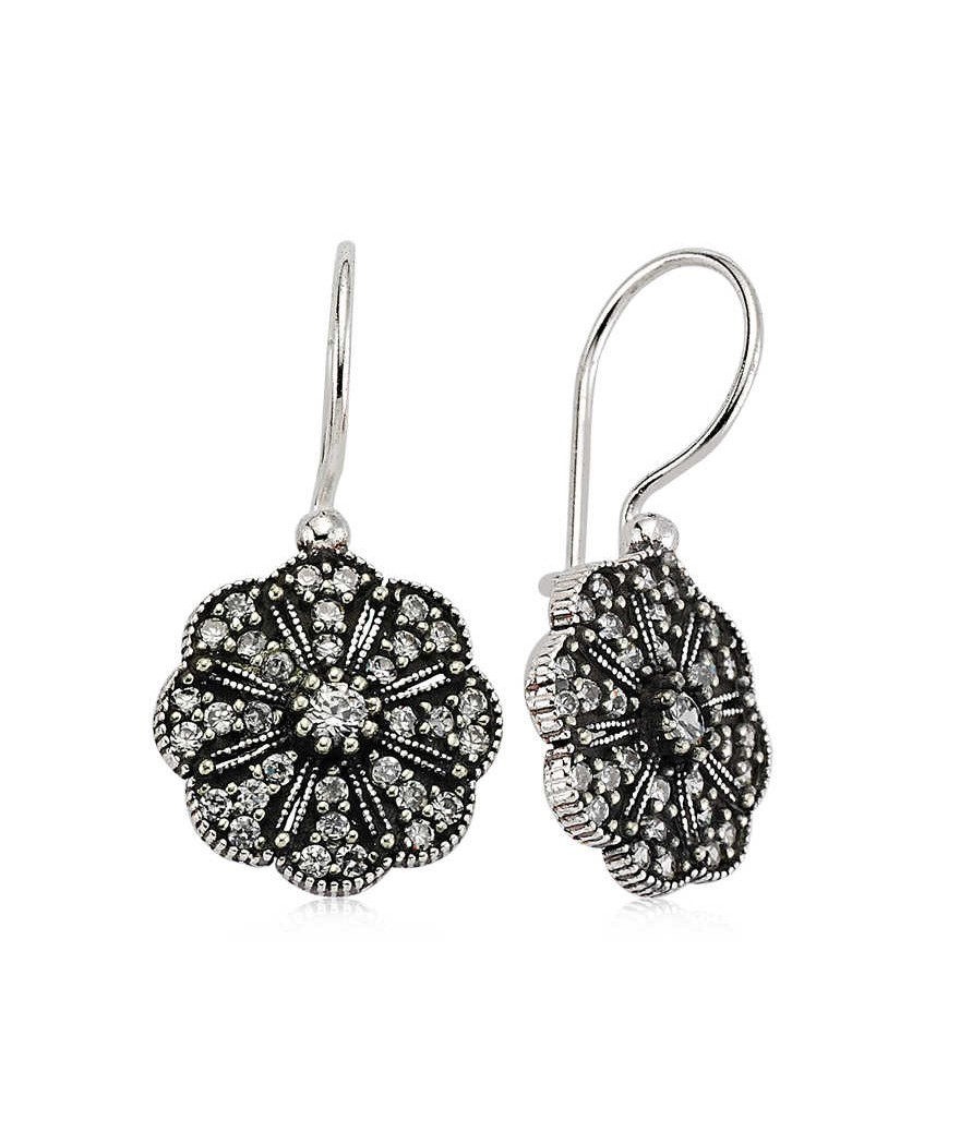 Gümüş Sallantılı Çiçek Küpe