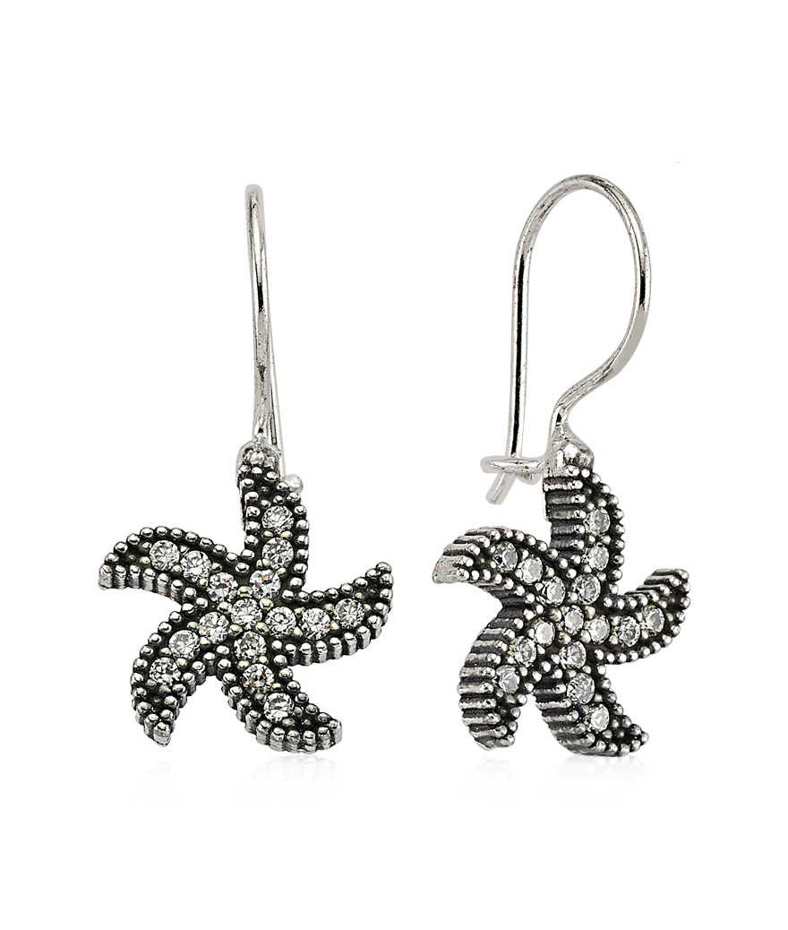 Gümüş Deniz Yıldızı Sallantılı Küpe