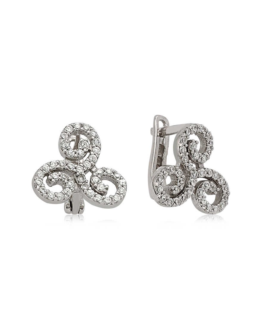 Gümüş Beyaz Taşlı Küpe