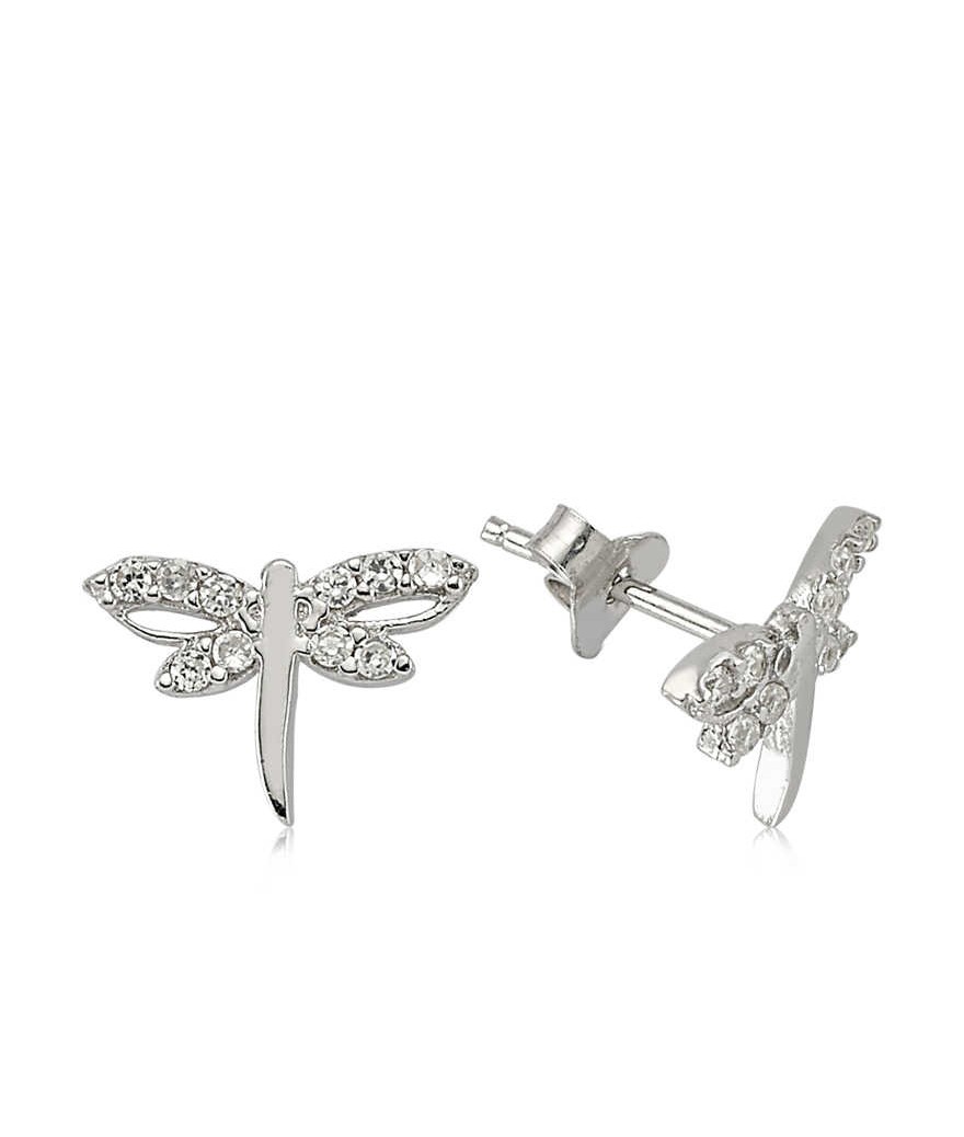 Gümüş Yusufçuk Çivili Küpe