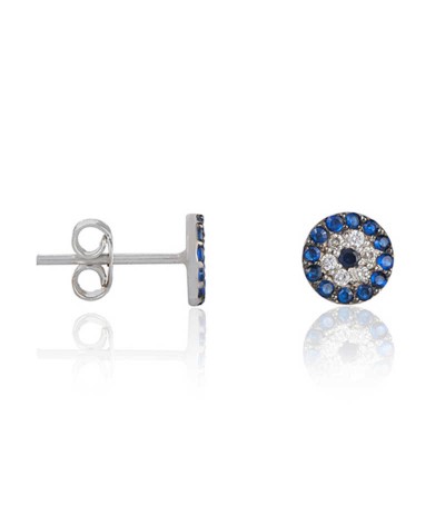 Gümüş Nazar Çivili Küpe