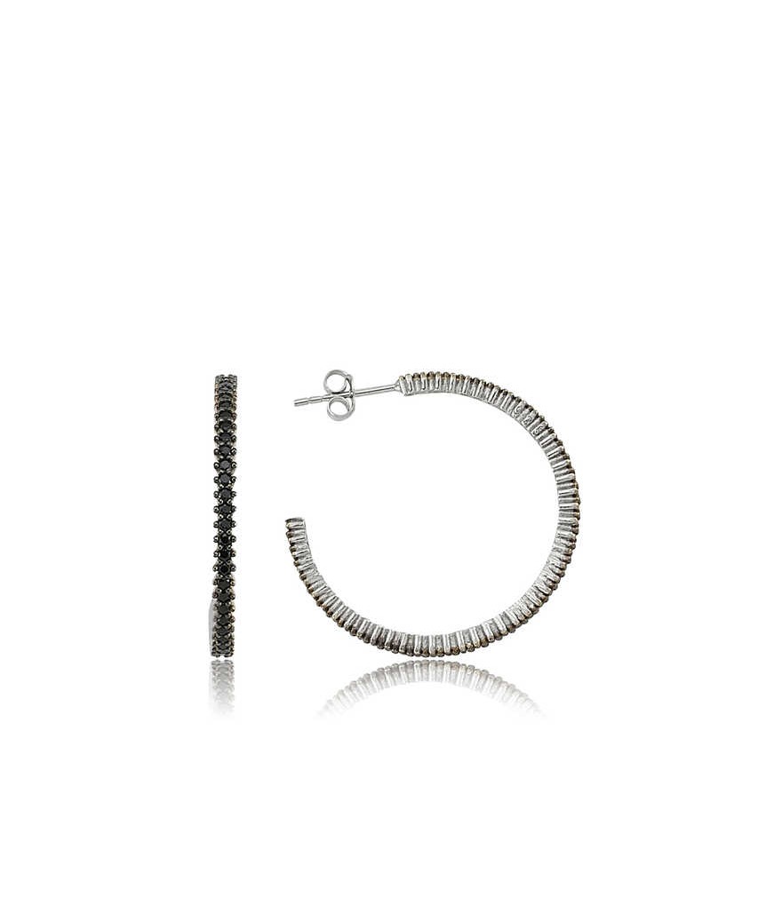 Gümüş Tamtur Siyah Taşlı Küpe