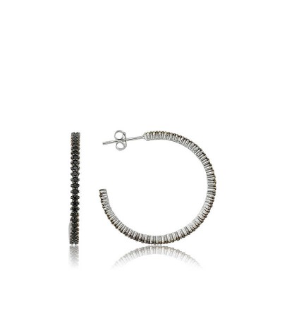 Gümüş Tamtur Siyah Taşlı Küpe