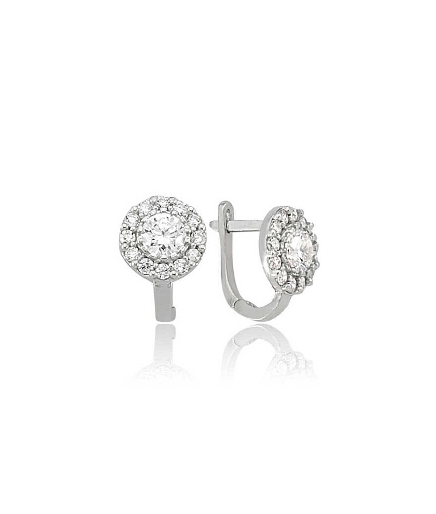 Gümüş Beyaz Yuvarlak Küpe