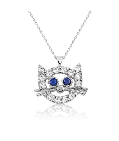 Gümüş Kedi Bayan Kolye