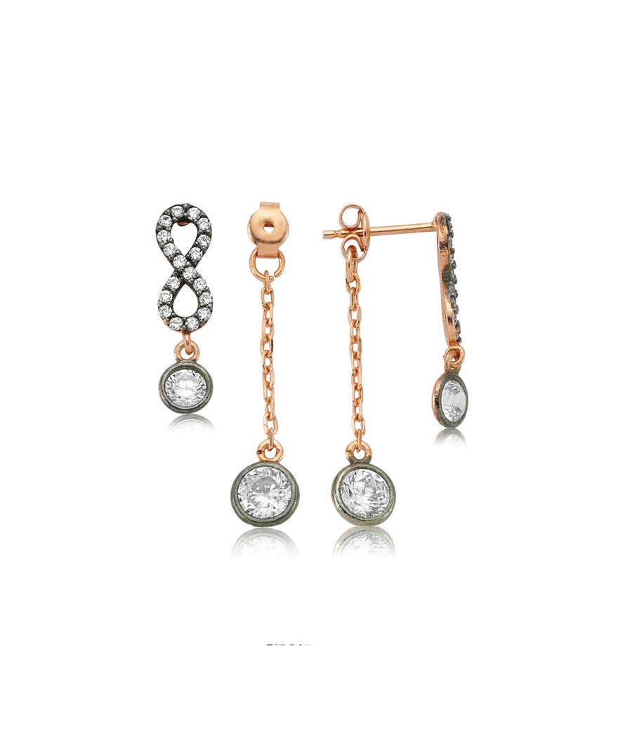 Gümüş Zincirli Sonsuzluk Bayan Küpe