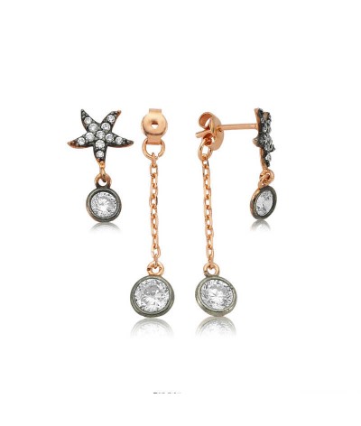 Gümüş Zincirli Deniz Yıldızı Küpe