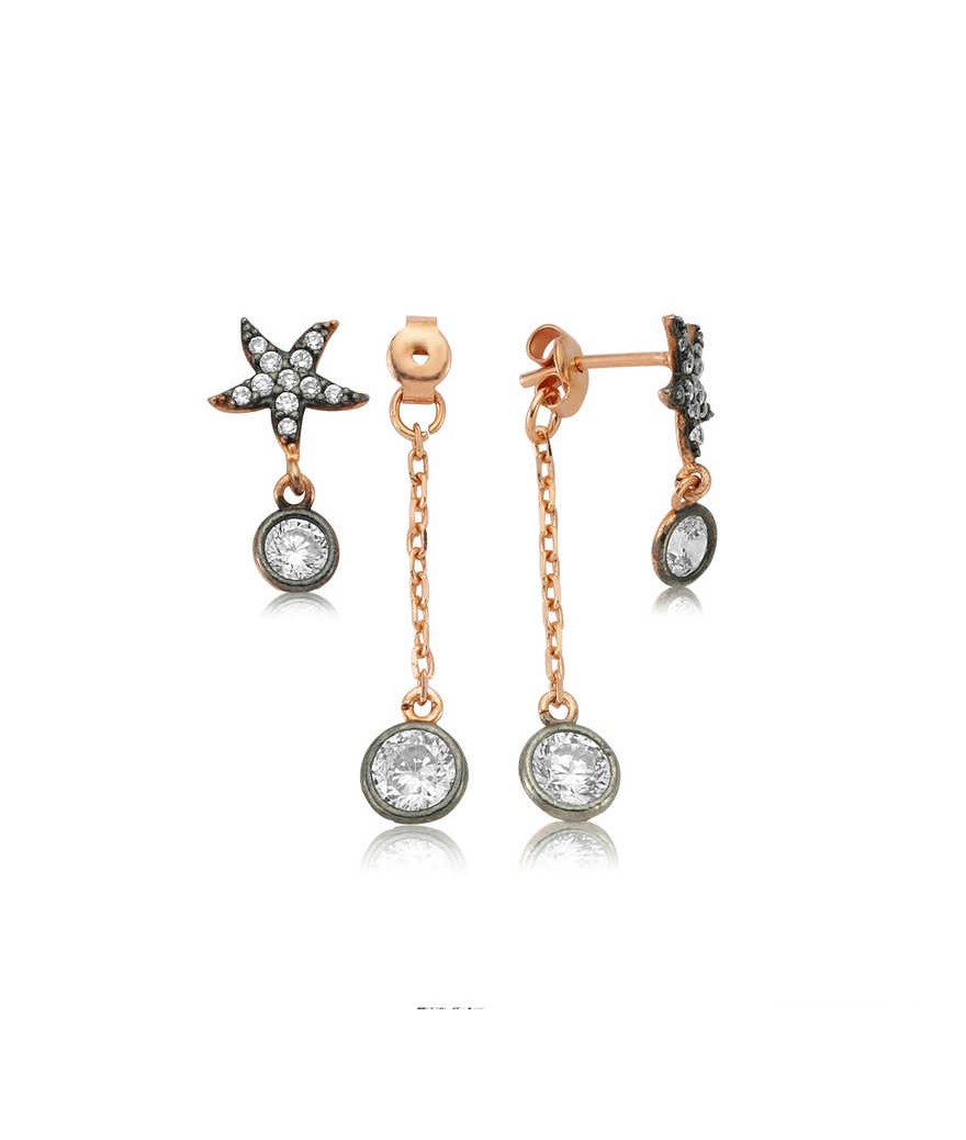 Gümüş Zincirli Deniz Yıldızı Küpe