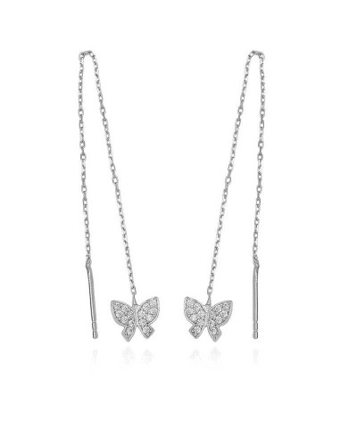 Gümüş Zincirli Kelebek Küpe