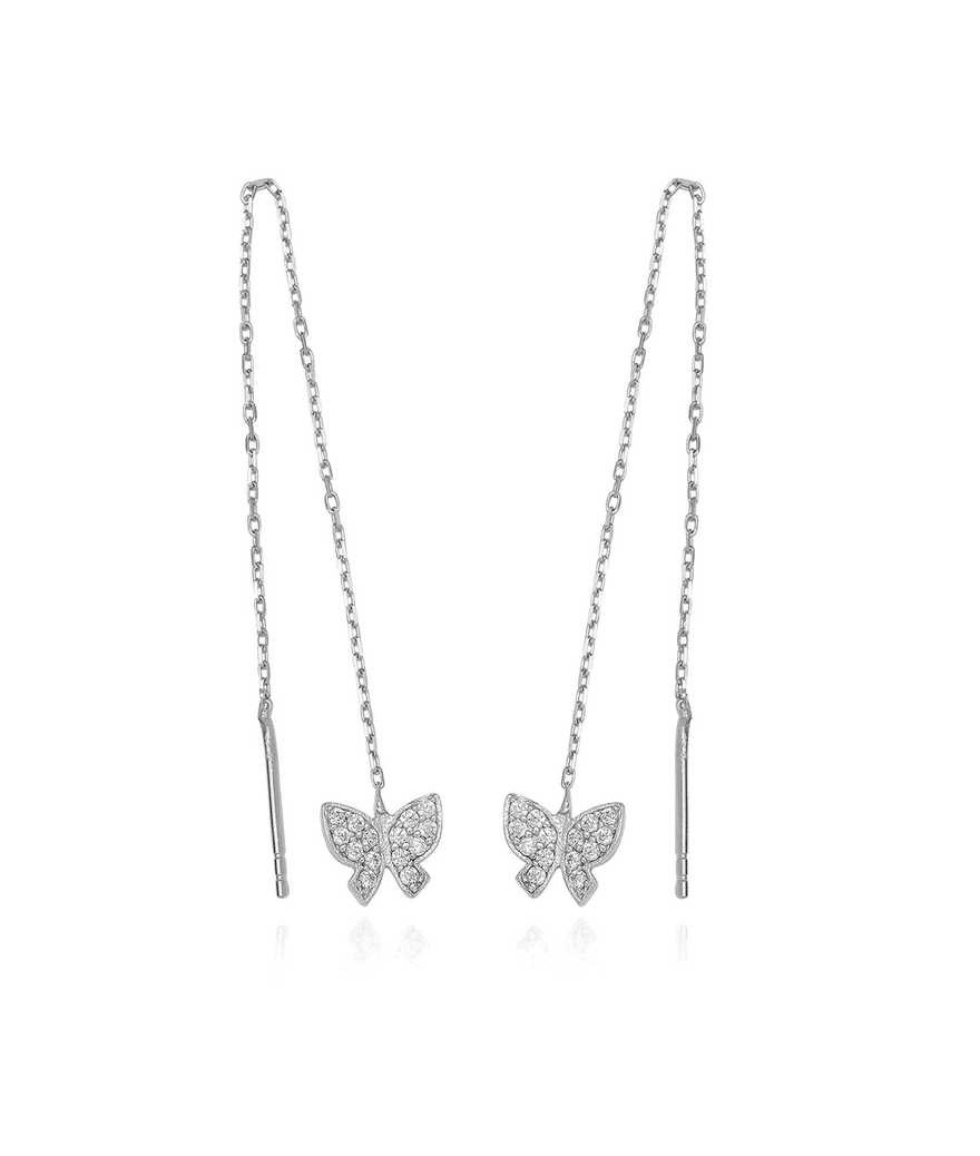 Gümüş Zincirli Kelebek Küpe