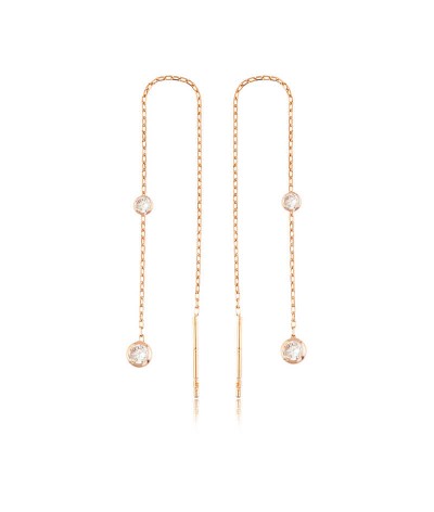 Gümüş Zincirli Beyaz Taşlı Küpe