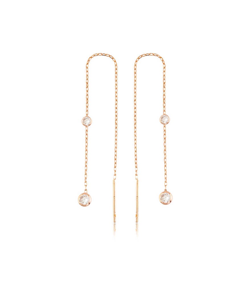 Gümüş Zincirli Beyaz Taşlı Küpe