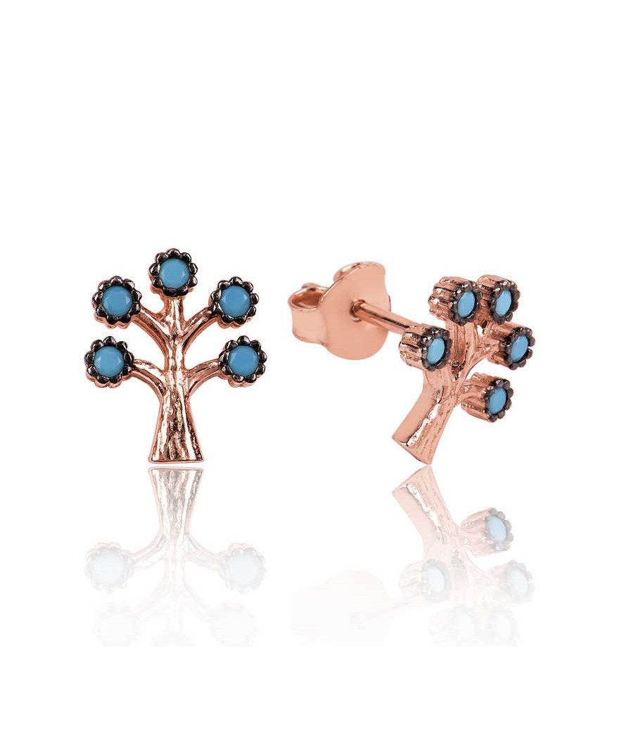 Gümüş Hayat Ağacı Çivili Küpe