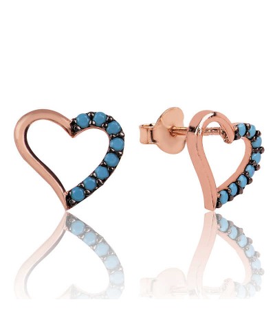 Gümüş Kalpli Çivili Küpe