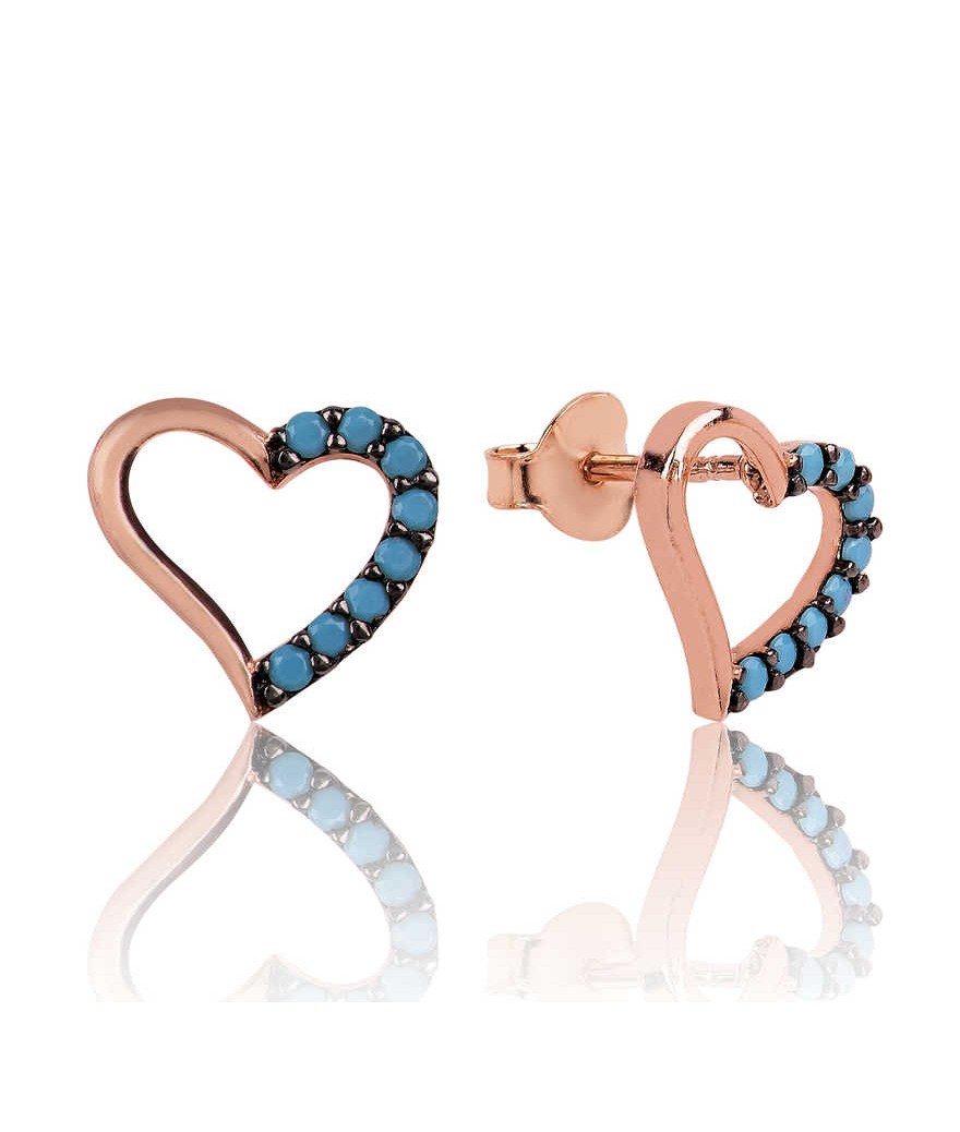 Gümüş Kalpli Çivili Küpe