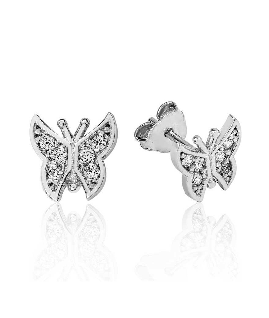 Gümüş Kelebek Çivili Küpe